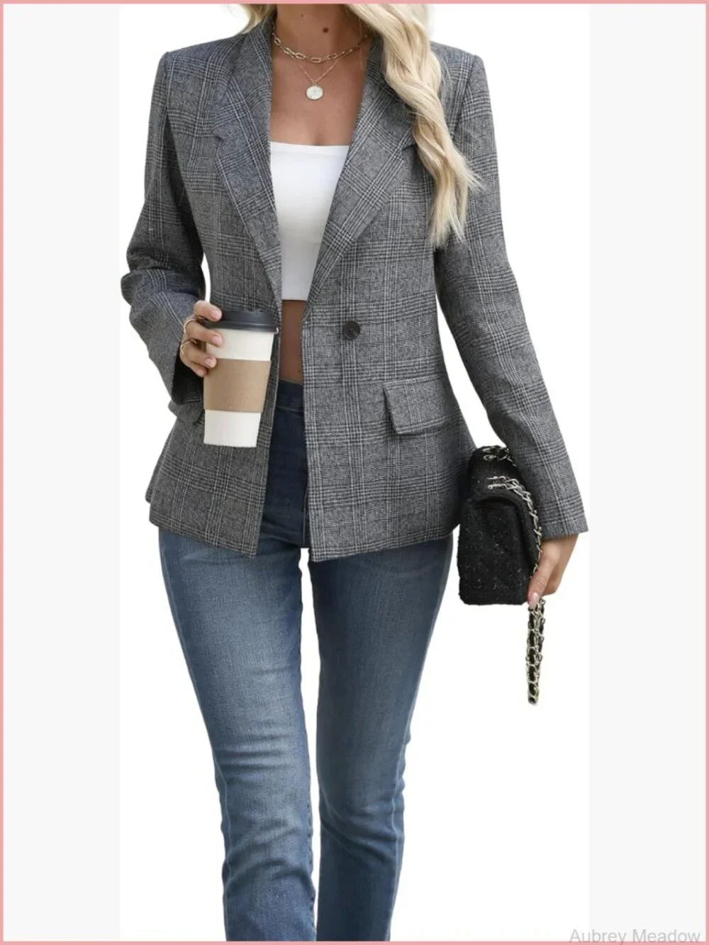 Business Casual Work Blazer, Long Sleeve Double Button Suit Jacket